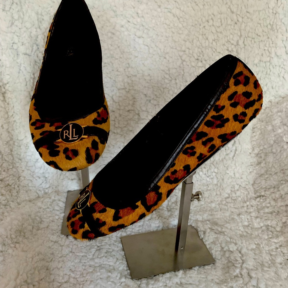 Ralph Lauren flats in leopard print golden hair calf